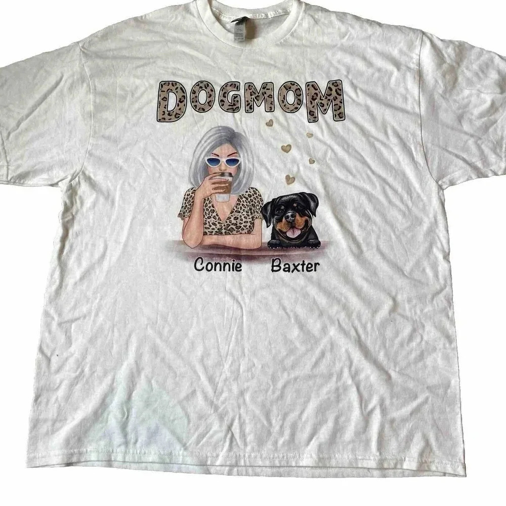 Dog Mom By Gildan Heavy Cotton Shirt Women Plus 2XL Comfortable Dog Lovers